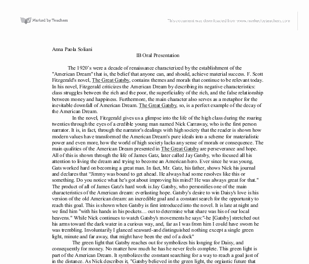Great Gatsby thesis Statement Examples Lovely the Great Gatsby Essay American Dream