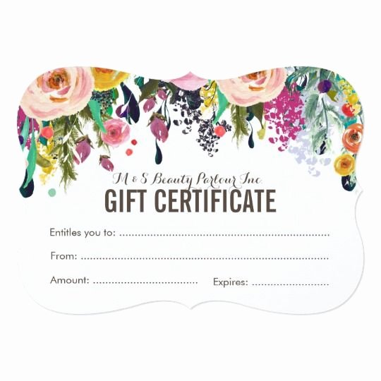 Hair Salon Gift Certificate Template New Painted Floral Salon Gift Certificate Template