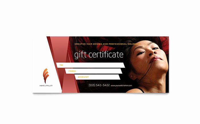 Hair Stylist Gift Certificate Template Elegant Hair Stylist &amp; Salon Gift Certificate Template Word