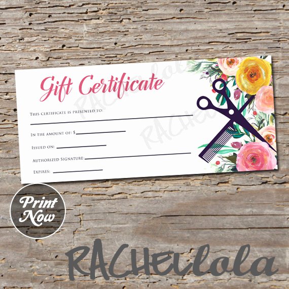 Hair Stylist Gift Certificate Template Fresh Hair Salon Watercolor Floral Printable Gift Certificate