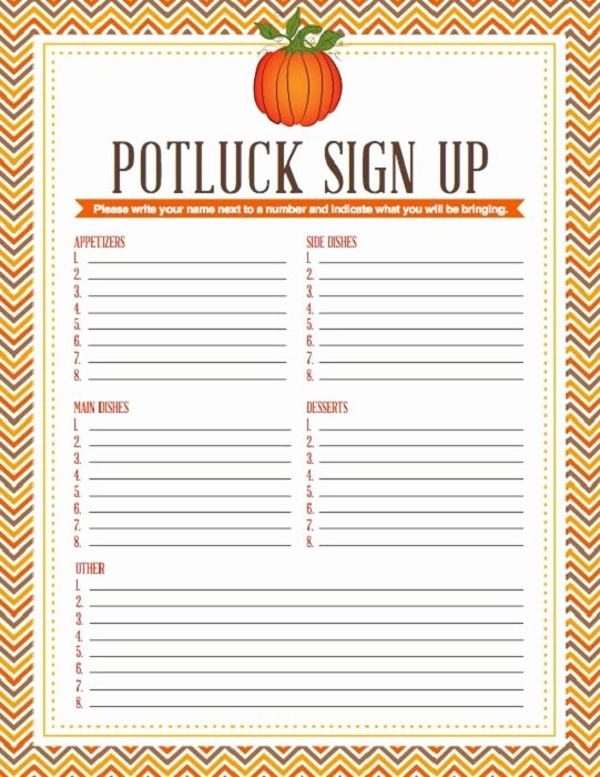 Halloween Potluck Signup Sheet Template Elegant Potluck Dinner Sign Up Sheet Printable