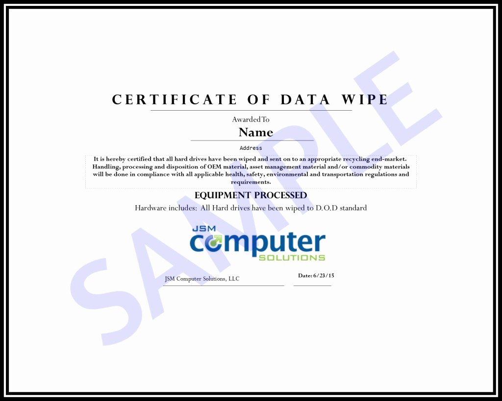 Hard Drive Destruction Certificate Template Fresh Jsm Puter solutions Sell to Us