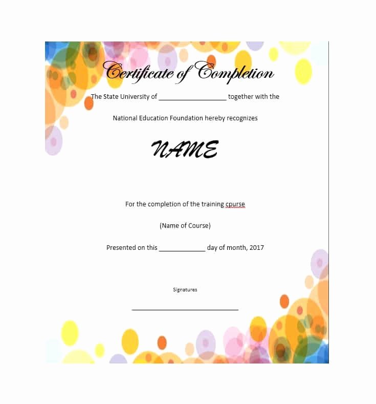 High School Certificate Of Completion Example Inspirational 40 Fantastic Certificate Of Pletion Templates [word