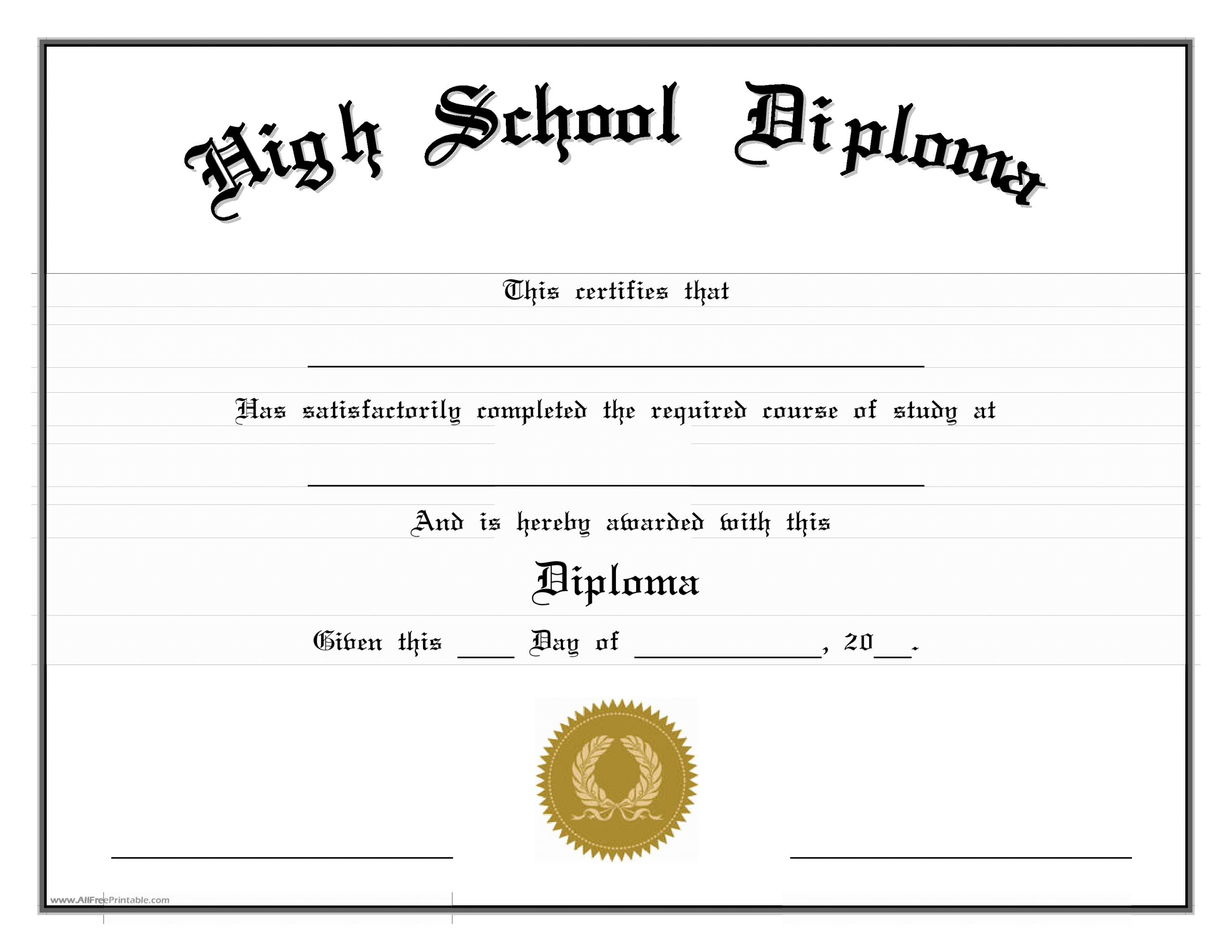 High School Certificate Template Best Of High School Diploma Edit Cert Highs 2 Pdf Easy to