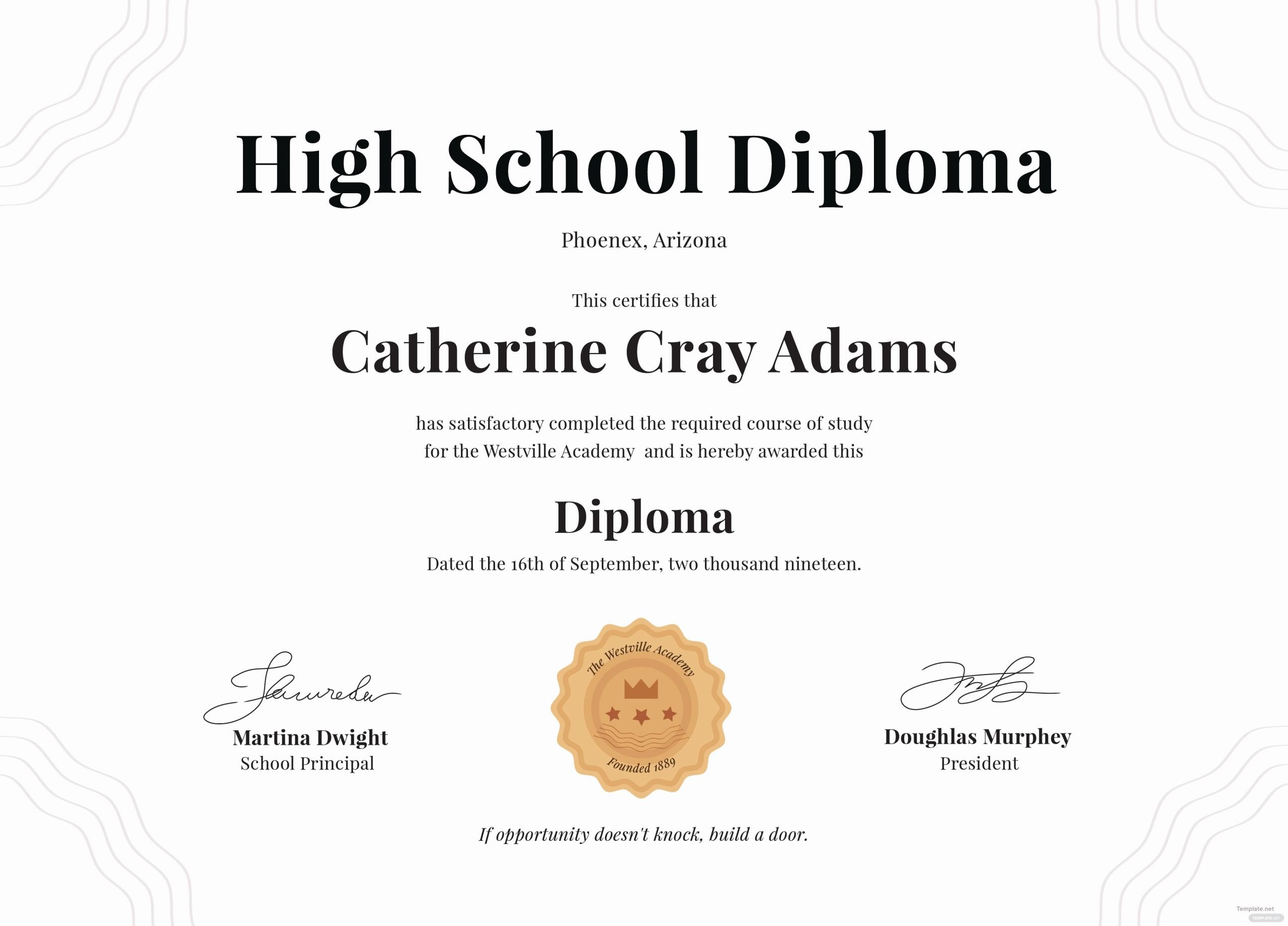 High School Certificate Template Inspirational Free High School Diploma Certificate Template In Adobe