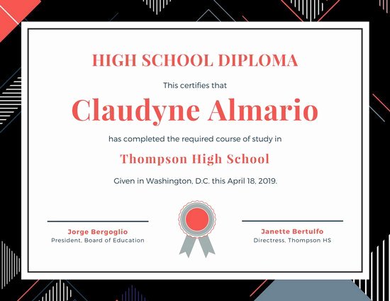 High School Diploma Certificate Template Elegant Customize 71 Diploma Certificate Templates Online Canva