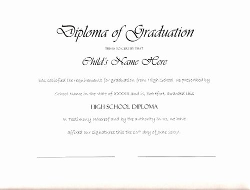 High School Graduation Certificate Template Lovely 35 High School Diploma Template Download Free