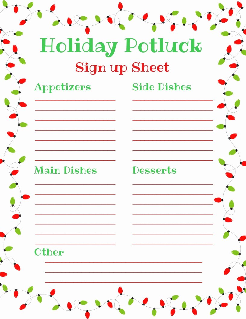 Holiday Potluck Signup Sheet Template Elegant Holiday Potluck Sign Up Sheet Just What We Eat