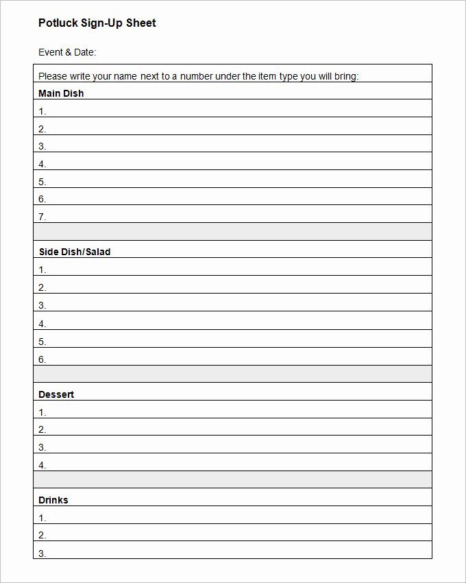 Holiday Potluck Signup Sheet Template Inspirational 21 Sign Up Sheets – Free Word Excel &amp; Pdf Documents