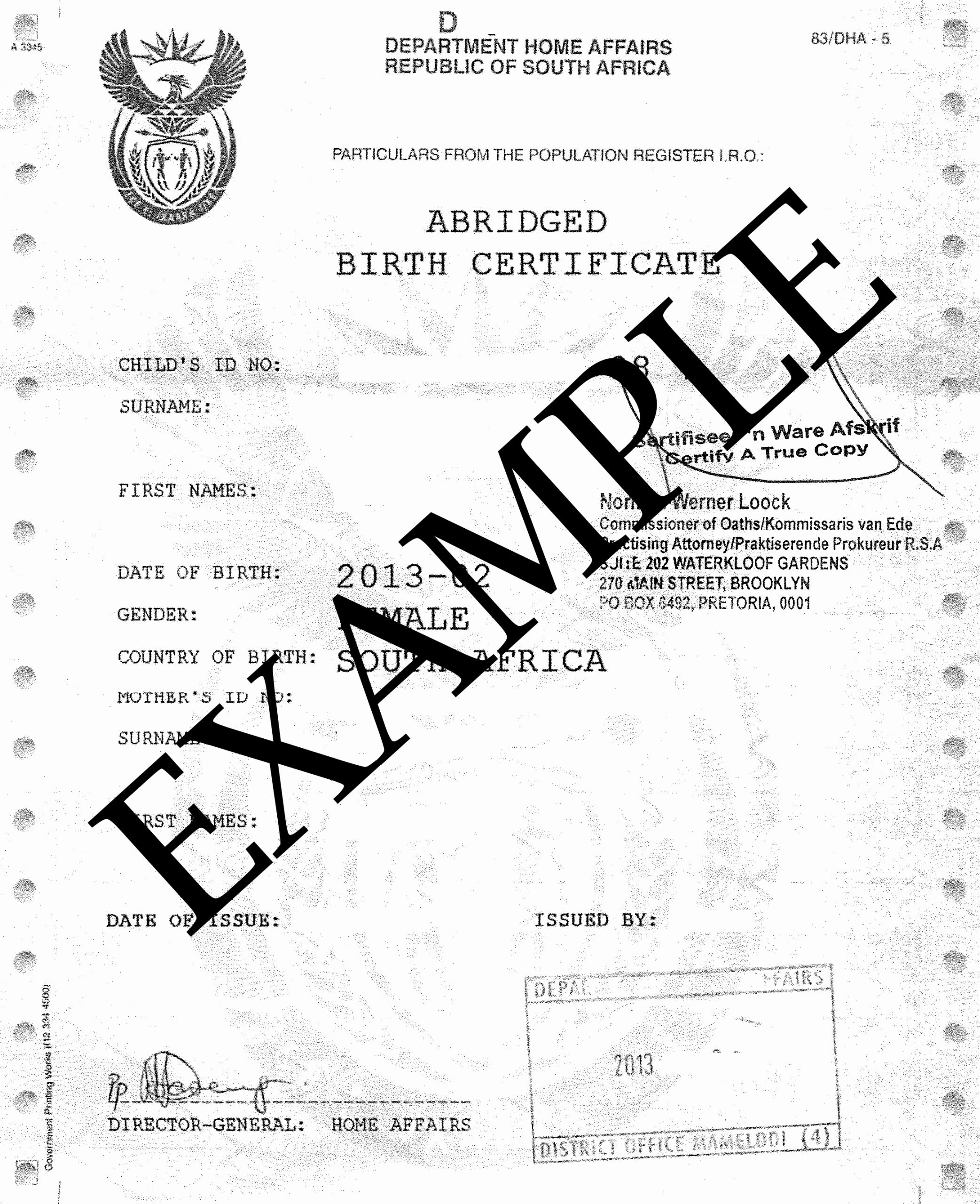 Home Birth Certificate Template Inspirational Factsheet How to Travel with Children Into and Out Of Sa