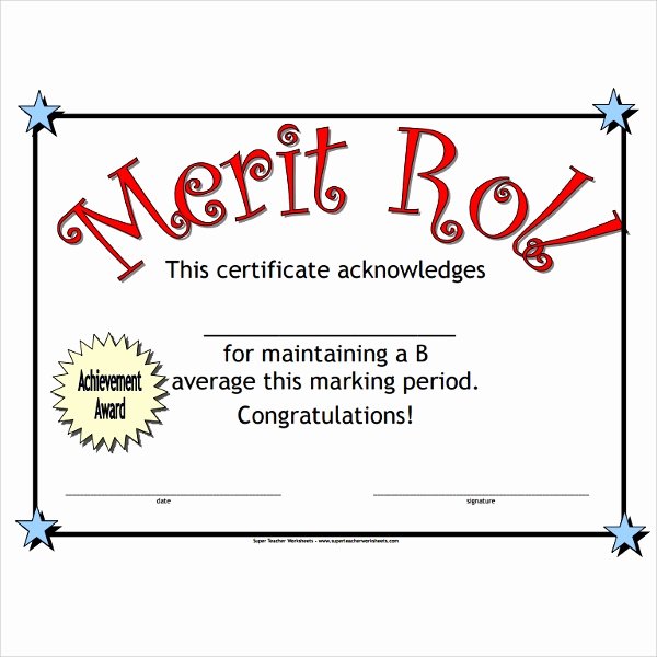 Honor Roll Certificate Template Free Best Of Sample Merit Certificate Template 15 Documents In Pdf