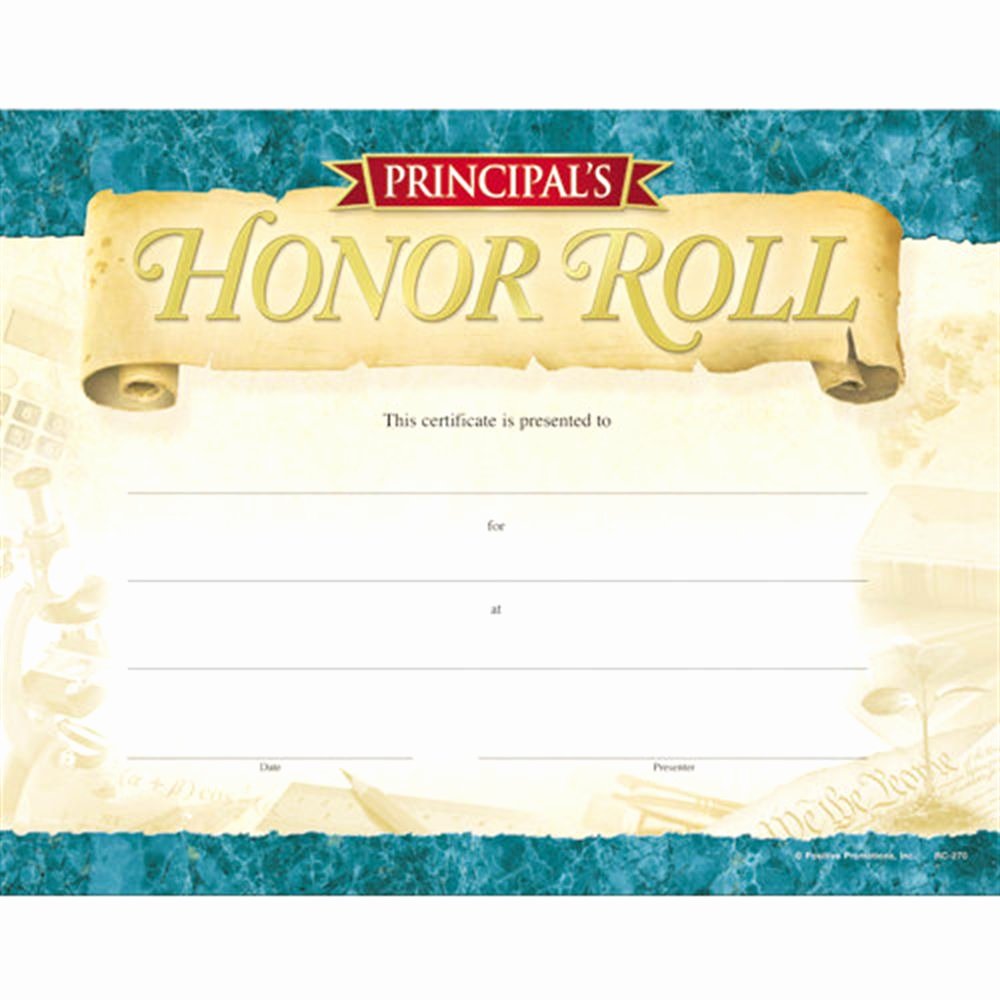 Honor Roll Certificate Template Free Inspirational Principal S Honor Roll Gold Foil Stamped Certificates