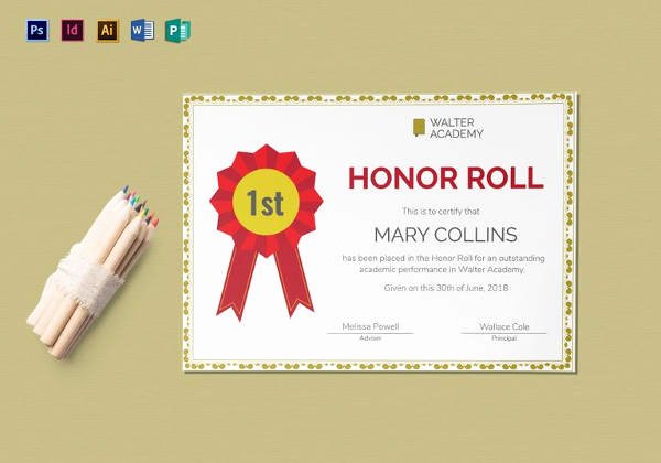 Honor Roll Certificate Template Free Lovely 8 Printable Honor Roll Certificate Templates &amp; Samples