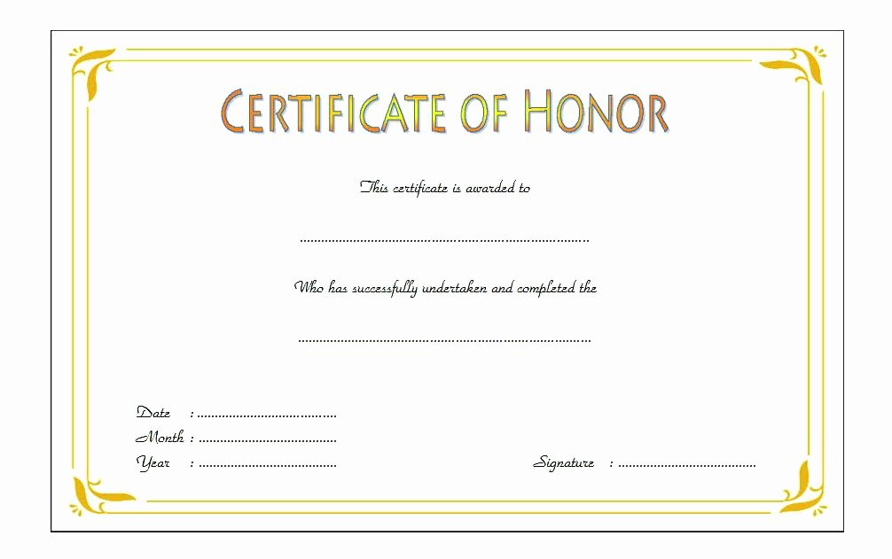 Honor Roll Certificate Templates Free Lovely Certificate Of Honor