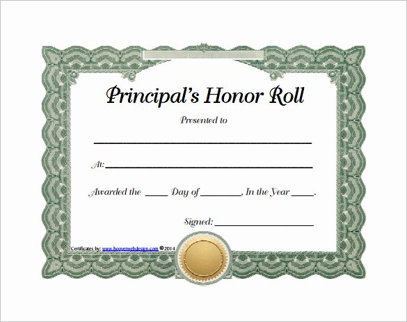  20 Honor Roll Certificates To Print For Free Dannybarrantes Template
