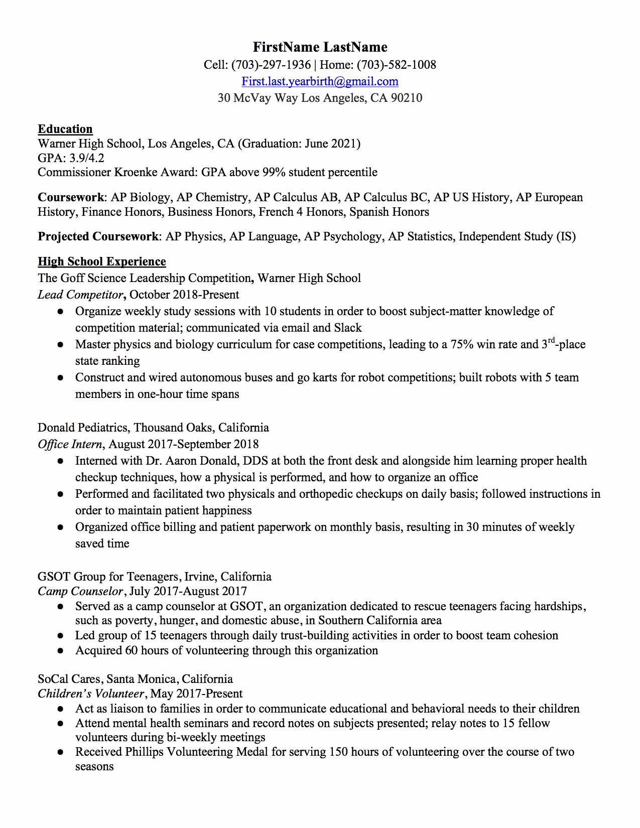 Honors In Resume Beautiful High School Resume How to Write the Best E Templates
