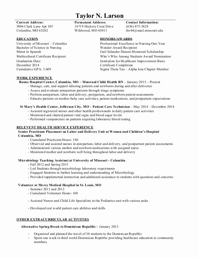 Honors In Resume Inspirational Taylor S Resume