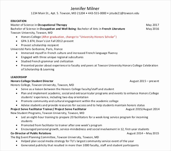 Honors On Resume Unique 11 Sample College Resume Templates Psd Pdf Doc
