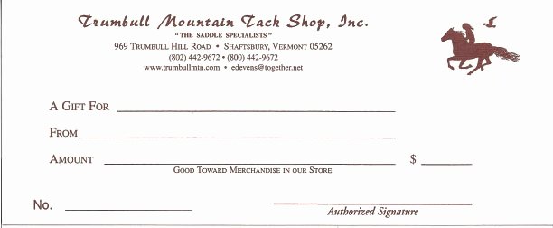 Horseback Riding Lesson Gift Certificate Template Lovely Trumbull Mountain Gift Certificate $75 00 Trumbull