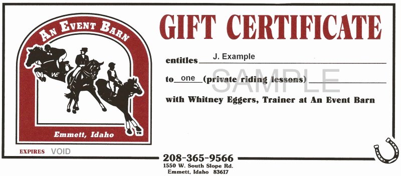 Horseback Riding Lesson Gift Certificate Template Luxury Info An event Barn