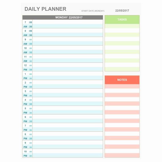 Hourly Calendar Template Luxury Excel Daily Hourly Planner Printable &amp; Editable Daily