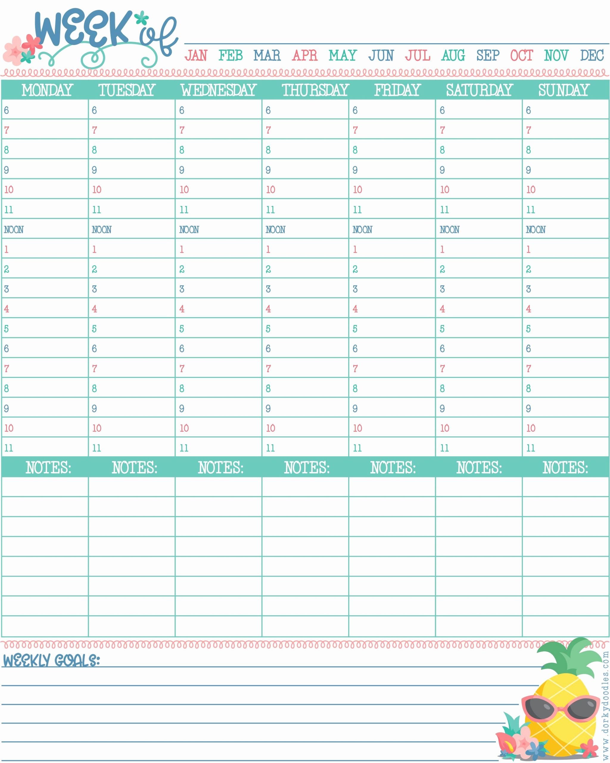 Hourly Weekly Planner New Hourly Planner Printable Planners
