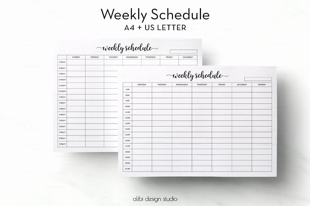 Hourly Weekly Planner Unique Weekly Schedule Hourly Planner Weekly Planner A4 Printable