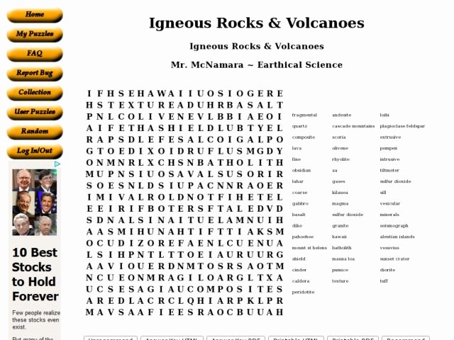 Igneous Rock Worksheet Inspirational Igneous Rocks &amp; Volcanoes Worksheet for 6th 8th Grade