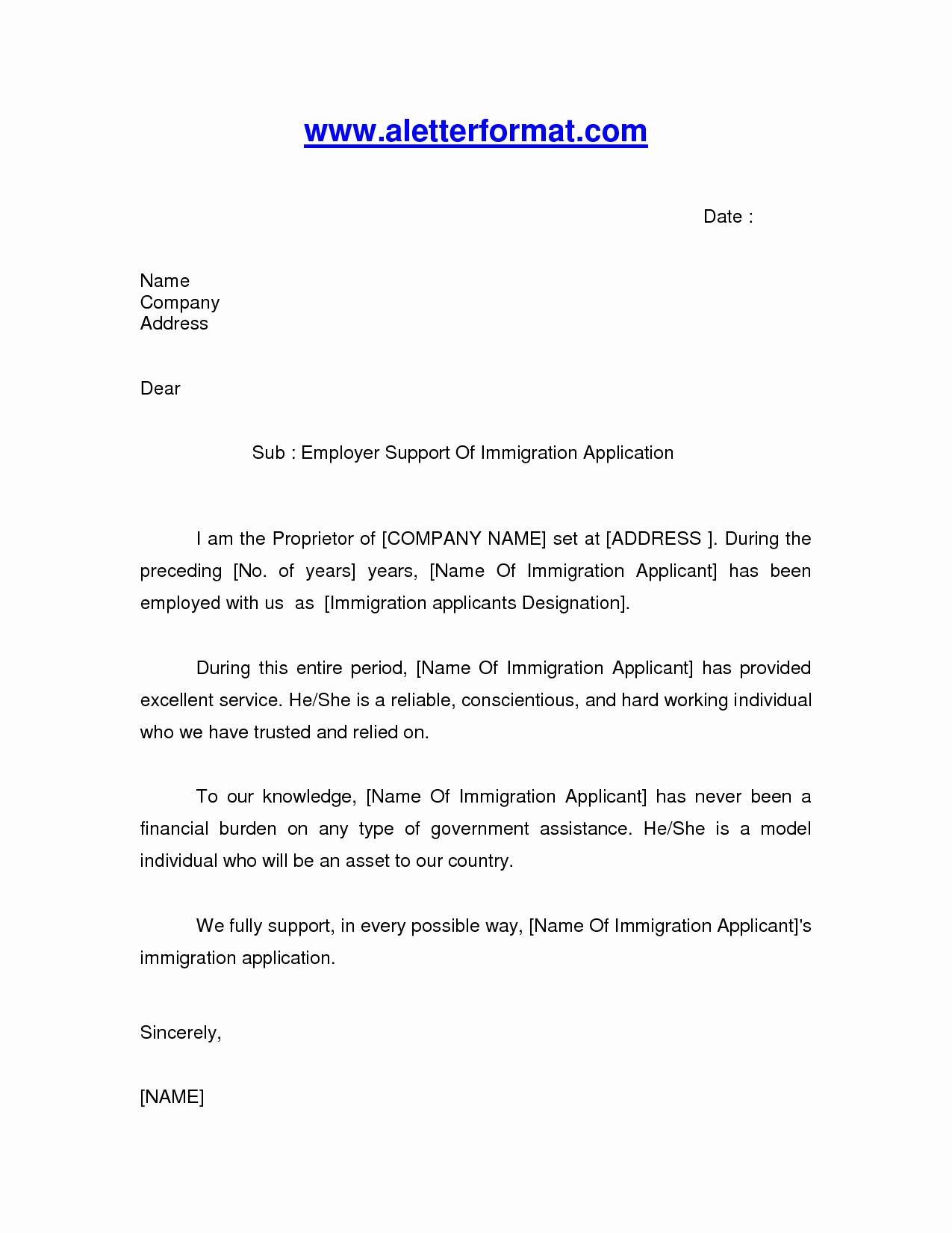 Immigration Letter Of Support Sample Lovely Immigration Letter Sample Google Search