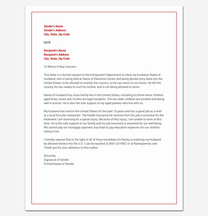 Immigration Pardon Letter Elegant Hardship Letter for Immigration Word Doc Sample
