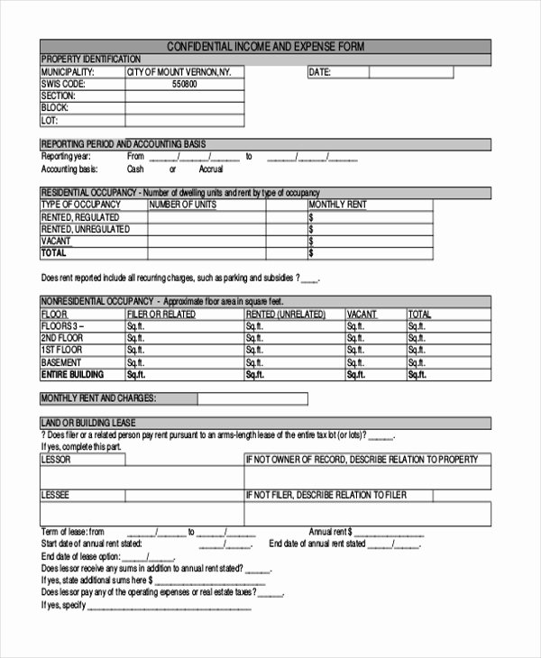 Income and Expense form Lovely Free 8 Sample Accounting Expense forms In Pdf Doc
