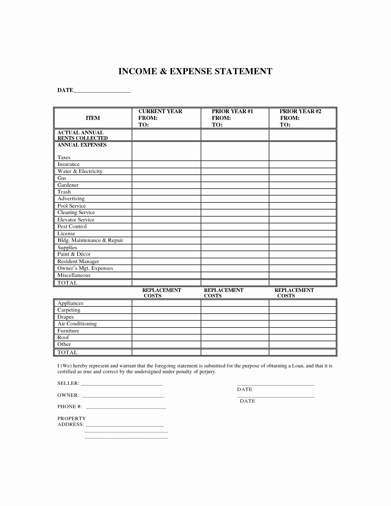 Income and Expense Statement form Best Of Printable Blank Profit and Loss Statement