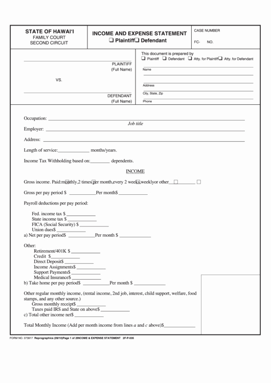 Income and Expense Statement form Elegant Fillable form In E &amp; Expense Statement