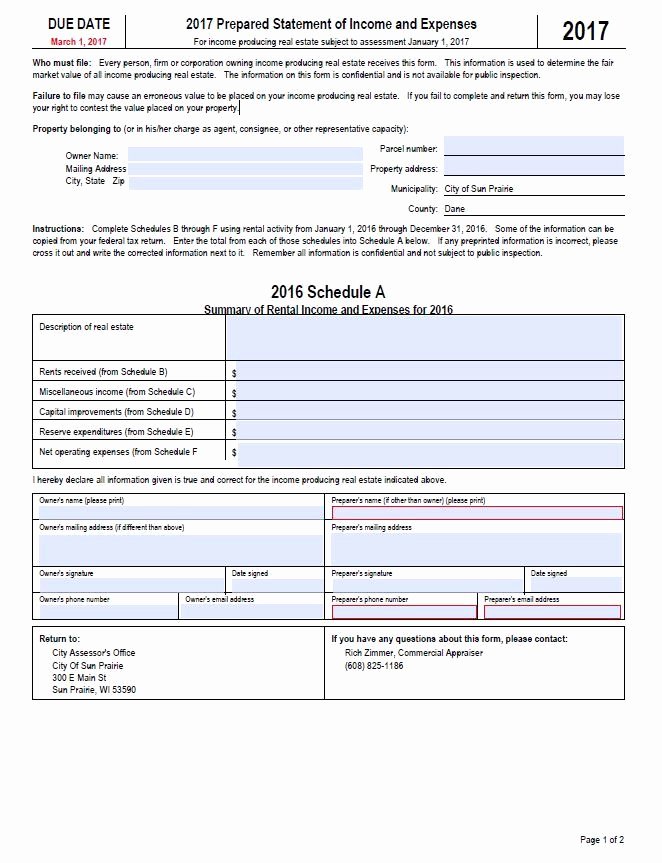 Income and Expense Statement form Inspirational Report In E &amp; Expenses for In E Producing Real Estate