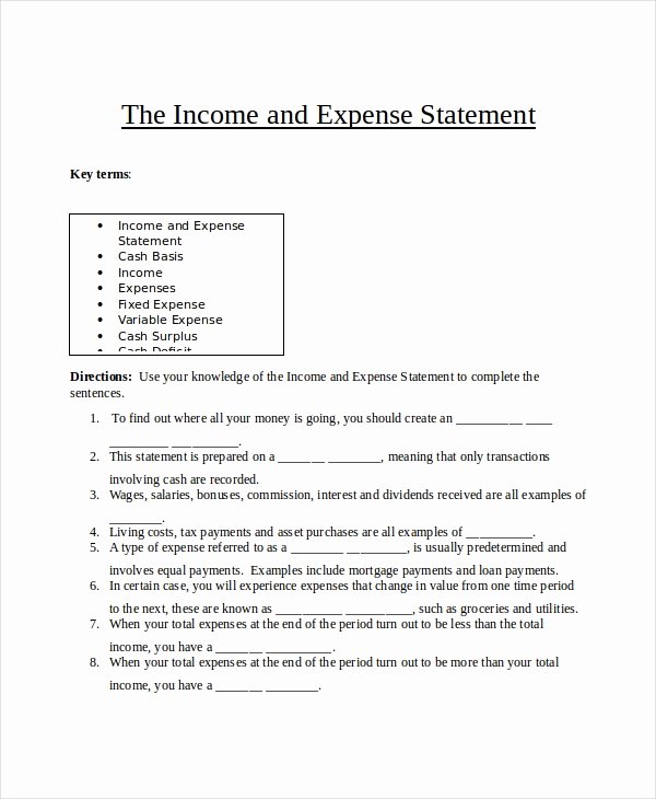 Income and Expense Statement form Luxury In E Statement Template 11 Free Word Excel Pdf