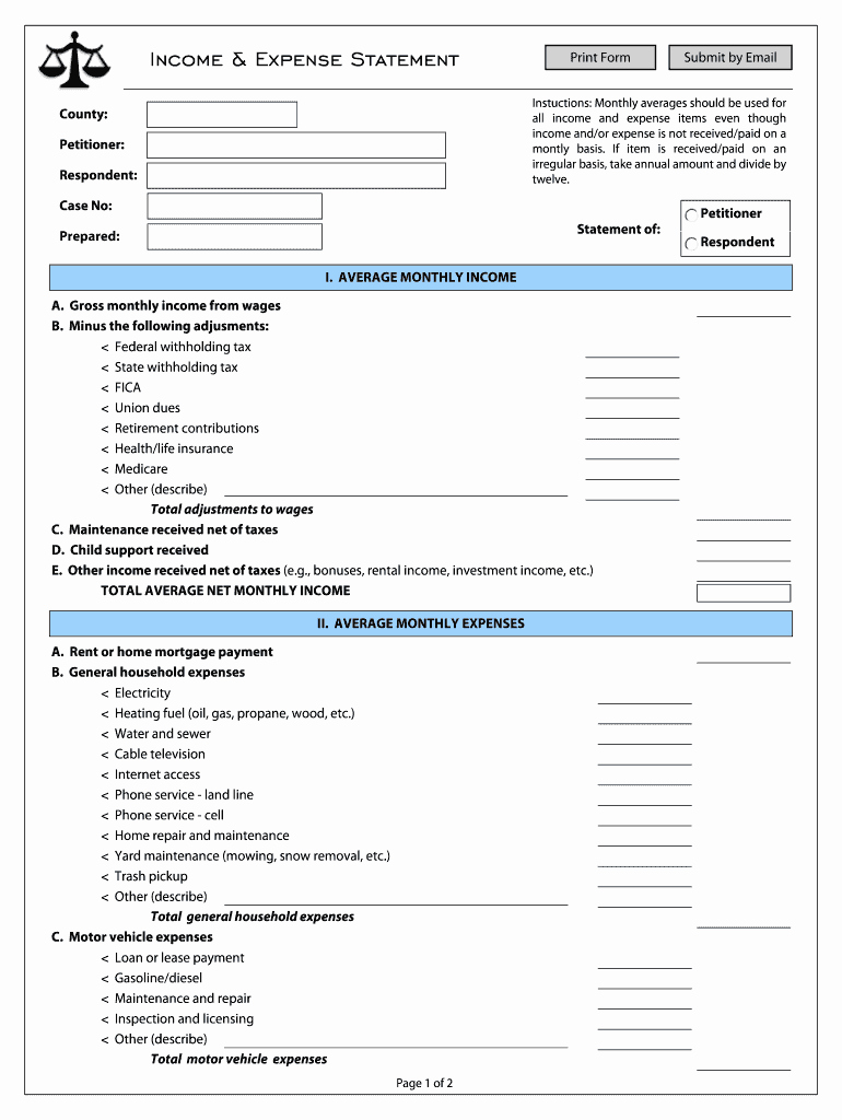 Income and Expense Statement form Luxury Statement In E and Expenses Fill Line Printable
