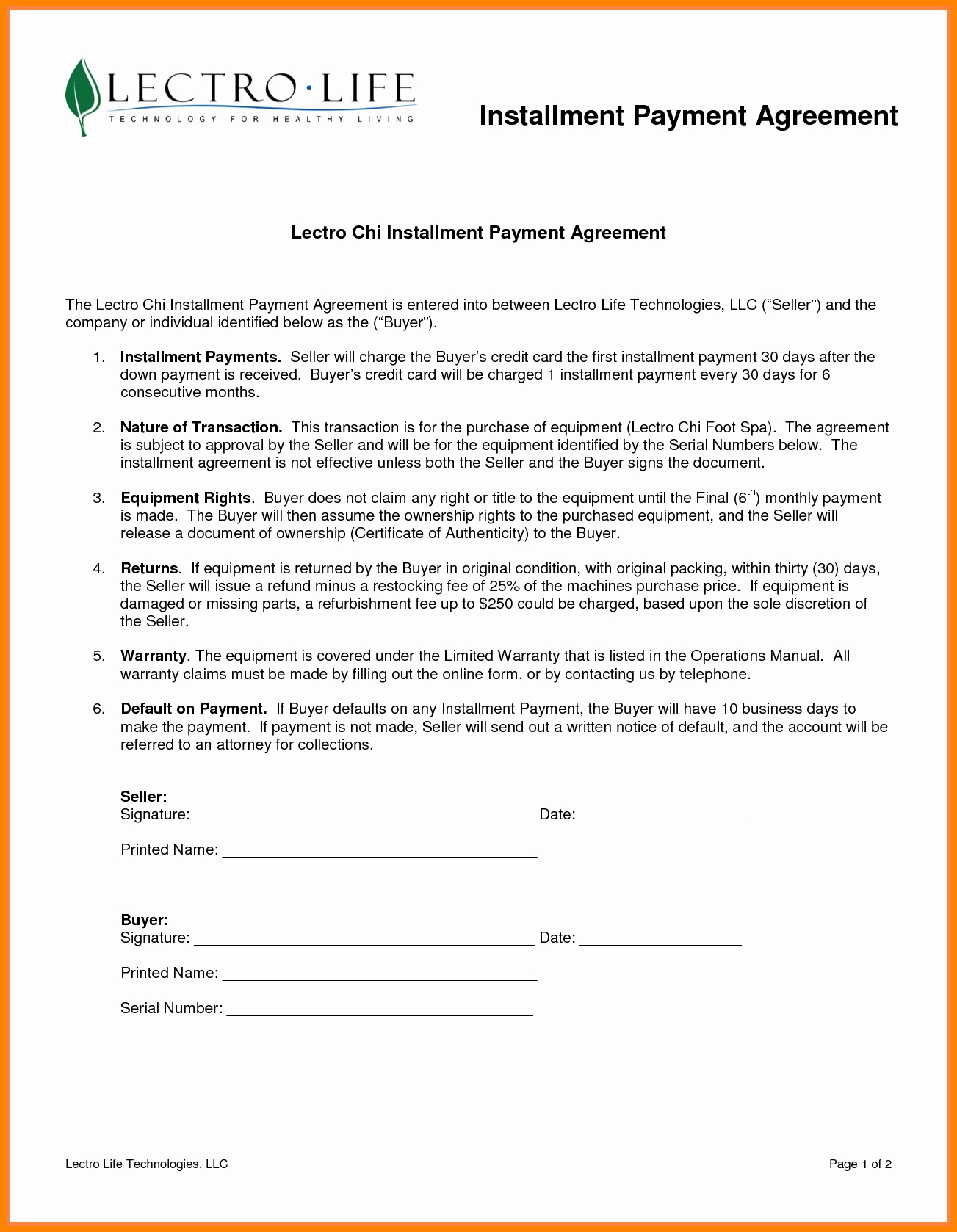 Installment Payment Agreement Awesome 7 Installment Payment Plan Agreement Template