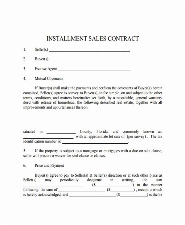 Installment Payment Agreement Unique Free 7 Installment Contract form Samples In Sample