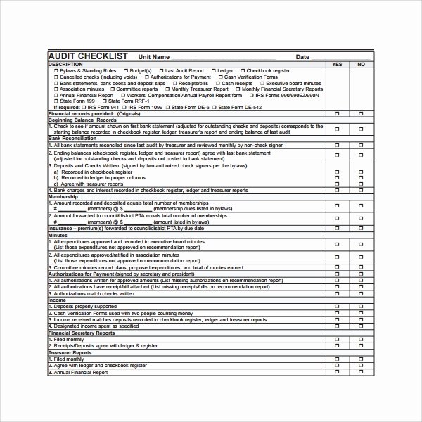 Internal Audit Checklist Template Excel Elegant 18 Audit Checklist Templates Pdf Word Excel Pages