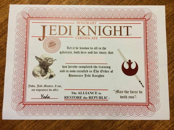Jedi Knight Certificate Template New 8 Best Fun Certificate Templates Images On Pinterest