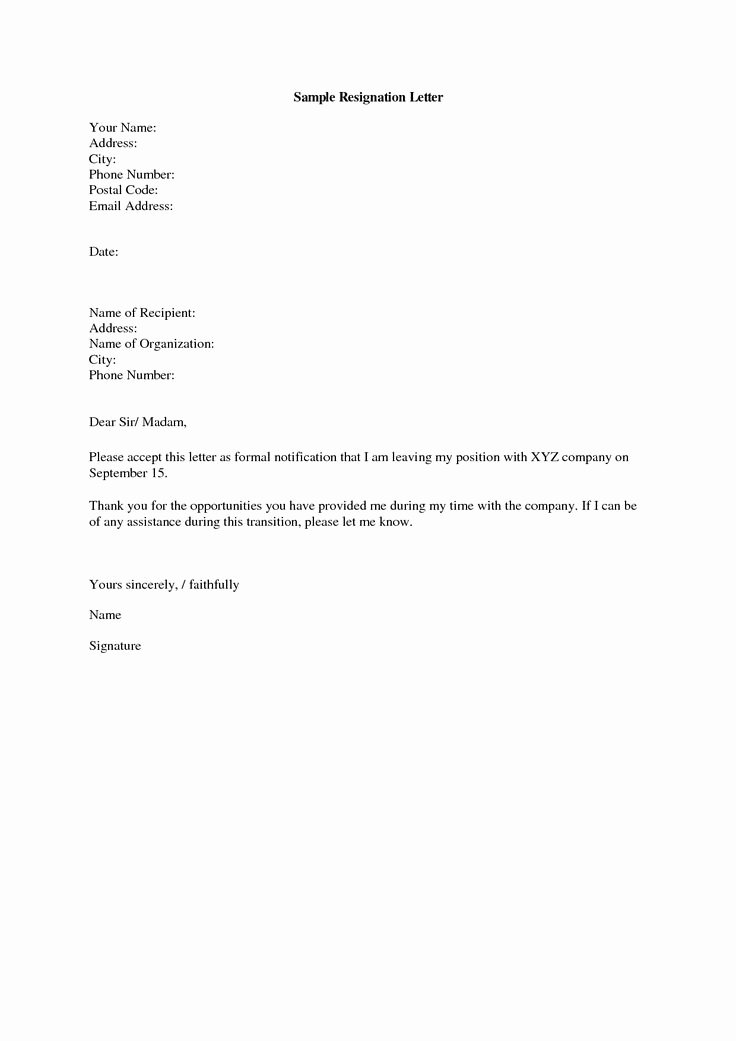 Job Notice Sample Fresh Letter Resignation Simple Use after Amending It as