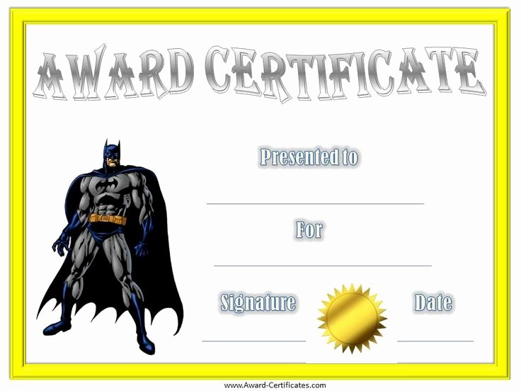 Job Well Done Certificate Fresh Batman Award Certificate