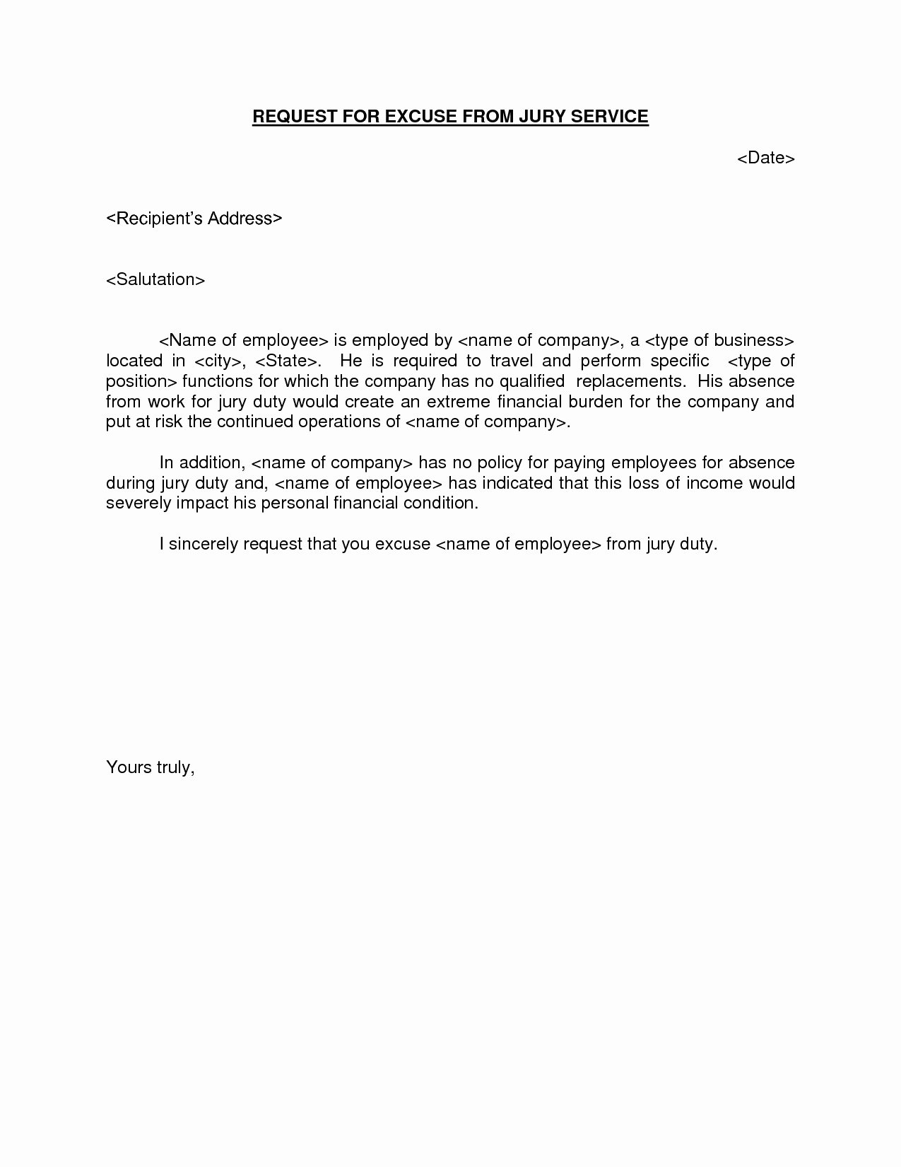 Jury Duty Letter Of Excuse From Employer Sample Unique Jury Duty Medical Excuse Letter Template Samples