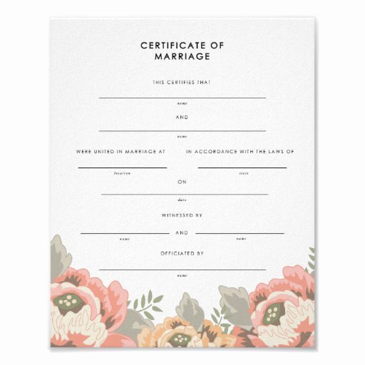 Keepsake Marriage Certificate Template Lovely Vintage Floral Keepsake Marriage Certificate Poster