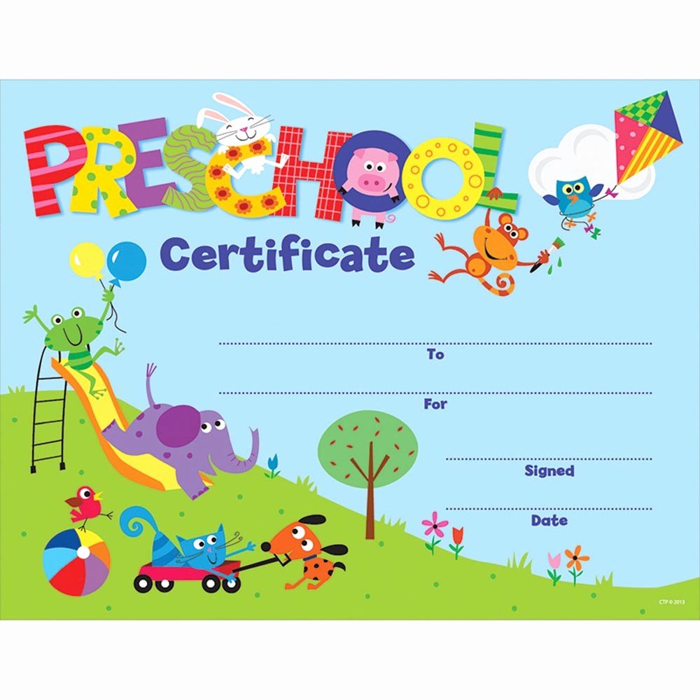 Kindergarten Certificate Free Printable Lovely Preschool Certificate Awards Ctp1398