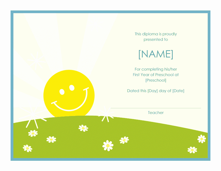 Kindergarten Certificates Of Completion Elegant Preschool Certificate Pletion Template Free