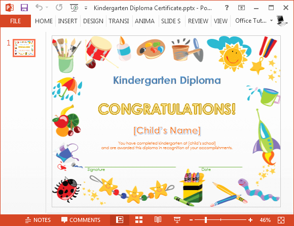Kindergarten Certificates Of Completion Elegant Printable Kindergarten Diploma Template for Powerpoint
