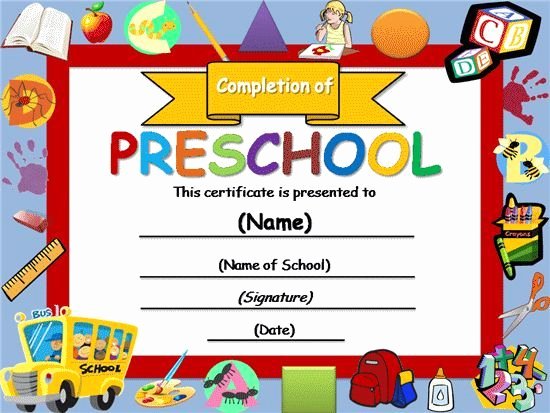Kindergarten Certificates Of Completion Inspirational Free Certificate Templates