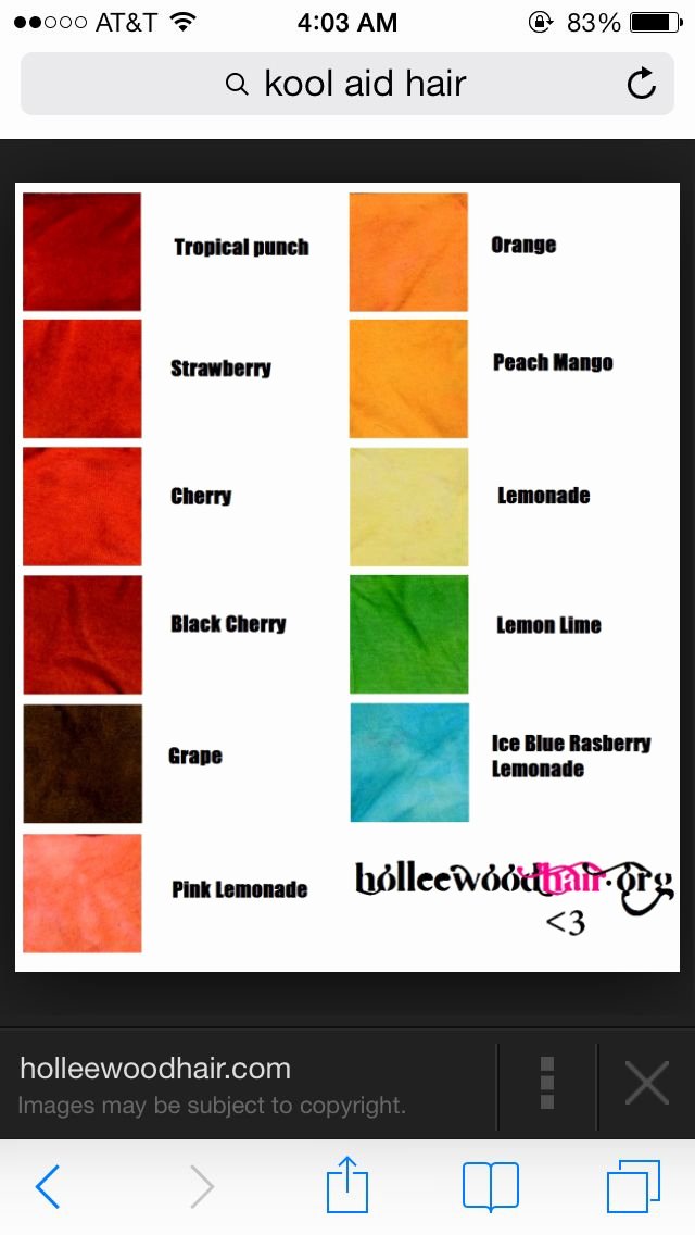 Kool Aid Hair Dye Color Chart Awesome Kool Aid Hair Colors Hair