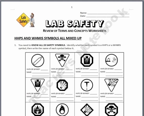 Lab Symbols Worksheet Awesome Lab Safety Review Worksheets